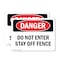 Signmission Do Not Enter Stay Off Fence Danger Sign, Plastic, 10in W x 7in L, 2PK OS-2PACK-DS-P-710-L-2138 - alternate 1